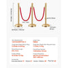 VEVOR Stanchions and Velvet Ropes 6Pcs, Hollow Base with Stainless Steel Post, 4 Red Velvet Ropes and Posts, Crowd Control Barriers Gold Stanchions, Red Carpet Runner Poles for Party Supplies