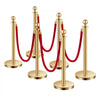 VEVOR Stanchions and Velvet Ropes 6Pcs, Hollow Base with Stainless Steel Post, 4 Red Velvet Ropes and Posts, Crowd Control Barriers Gold Stanchions, Red Carpet Runner Poles for Party Supplies