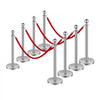 VEVOR Stanchions and Velvet Ropes 8Pcs, Hollow Base with Stainless Steel Post, 4 Red Velvet Ropes and Posts, Crowd Control Barriers Silver Stanchions, Red Carpet Runner Poles for Party Supplies