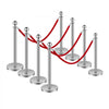 VEVOR Stanchions and Velvet Ropes 8Pcs, Hollow Base with Stainless Steel Post, 4 Red Velvet Ropes and Posts, Crowd Control Barriers Silver Stanchions, Red Carpet Runner Poles for Party Supplies
