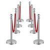 VEVOR Stanchions and Velvet Ropes 8Pcs, Hollow Base with Stainless Steel Post, 4 Red Velvet Ropes and Posts, Crowd Control Barriers Silver Stanchions, Red Carpet Runner Poles for Party Supplies