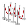 VEVOR Stanchions and Velvet Ropes 8Pcs, Hollow Base with Stainless Steel Post, 4 Red Velvet Ropes and Posts, Crowd Control Barriers Silver Stanchions, Red Carpet Runner Poles for Party Supplies