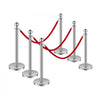 VEVOR Stanchions and Velvet Ropes 6Pcs, Hollow Base with Stainless Steel Post, 3 Red Velvet Ropes and Posts, Crowd Control Barriers Silver Stanchions, Red Carpet Runner Poles for Party Supplies