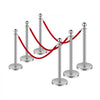 VEVOR Stanchions and Velvet Ropes 6Pcs, Hollow Base with Stainless Steel Post, 3 Red Velvet Ropes and Posts, Crowd Control Barriers Silver Stanchions, Red Carpet Runner Poles for Party Supplies