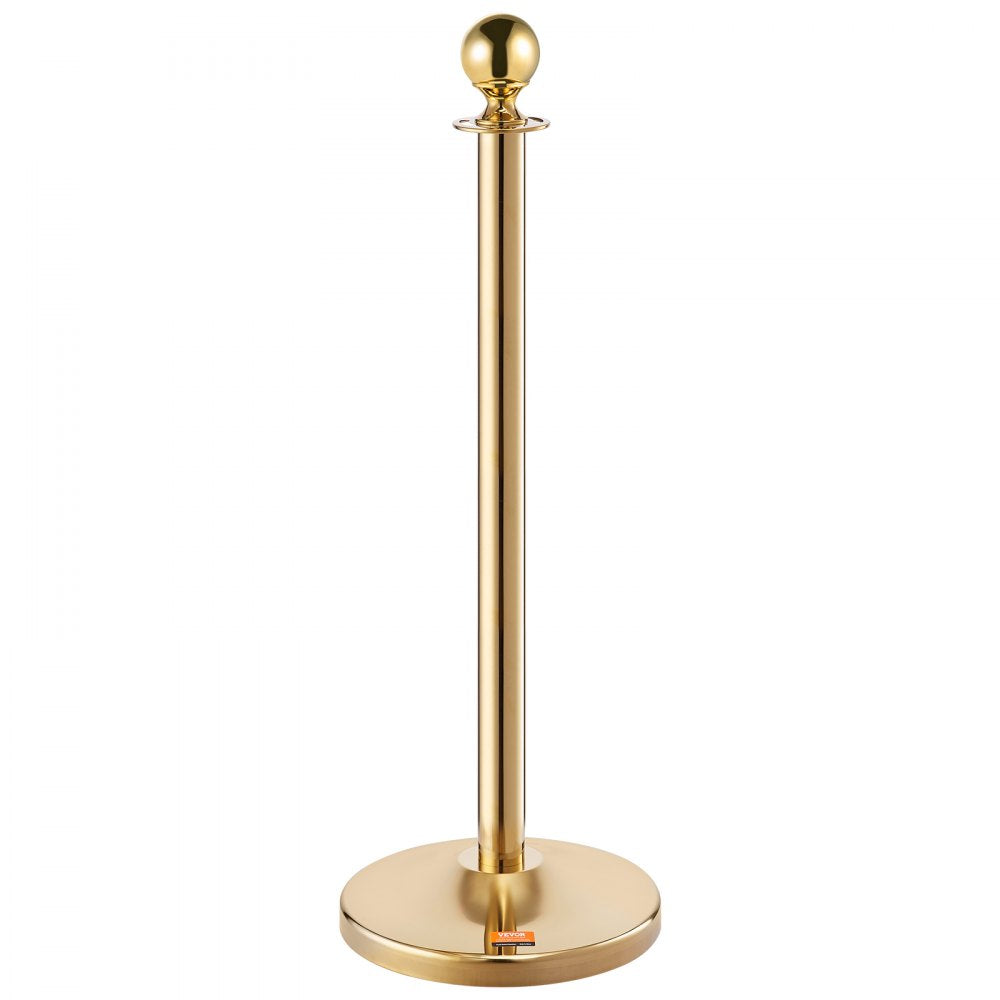 VEVOR Stanchion Post with Velvet Rope, 6-Pack Crowd Control Stanchion with 4PCS 5FT Red Velvet Ropes, Stainless Steel Queue Barrier Line Divider with Fillable Base & Ball Top for Wedding Museum Party
