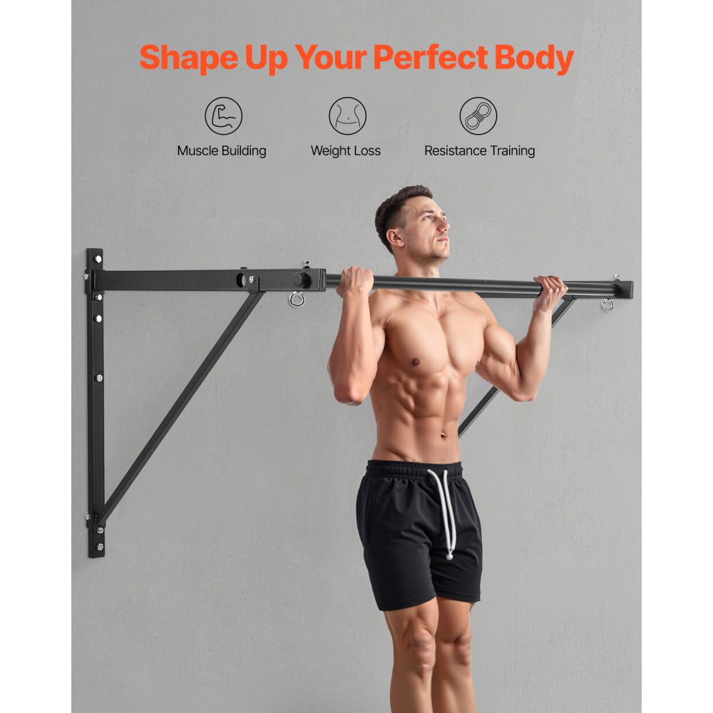 VEVOR Pull Up Bar, 50 in Width Wall Mounted Pull Ups, Adjustable Depth 22" or 30" from Wall, Heavy Duty Steel Upper Body Workout Bars, 440 lbs Weight Capacity Chin Up Training Station, for Home Gym