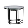 VEVOR Nesting Coffee Table Set of 2, 23.6 in Round Coffee Table, Glass Nesting Tables for Small Place, Modern End Side Tables Night Stand with Metal Frame, for Living Room, Bedroom, Balcony, Office