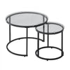 VEVOR Nesting Coffee Table Set of 2, 23.6 in Round Coffee Table, Glass Nesting Tables for Small Place, Modern End Side Tables Night Stand with Metal Frame, for Living Room, Bedroom, Balcony, Office