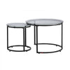 VEVOR Nesting Coffee Table Set of 2, 23.6 in Round Coffee Table, Glass Nesting Tables for Small Place, Modern End Side Tables Night Stand with Metal Frame, for Living Room, Bedroom, Balcony, Office