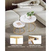 VEVOR Nesting Coffee Table Set of 2, 27.6 in Round Coffee Table, Nesting Tables for Small Place, Vintage End Side Tables Night Stand with Metal Frame, for Living Room, Bedroom, Office (White & Gold)