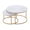 VEVOR Nesting Coffee Table Set of 2, 31.5 in Round Coffee Table, Nesting Tables for Small Place, Vintage End Side Tables Night Stand with Metal Frame, for Living Room, Bedroom, Office (White & Gold)