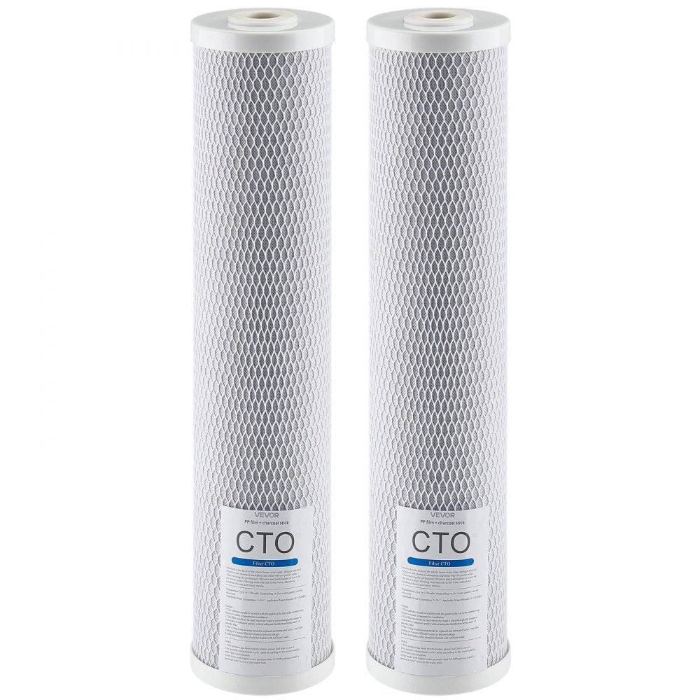 VEVOR Whole House Water Filter Replacement Cartridge, 4.5" x 20" CTO Carbon Block, Replacement Filter for 3-Stage Whole Home Water Filtration System, Reduce Chlorine, Bad Taste, Odor, 2 Pack
