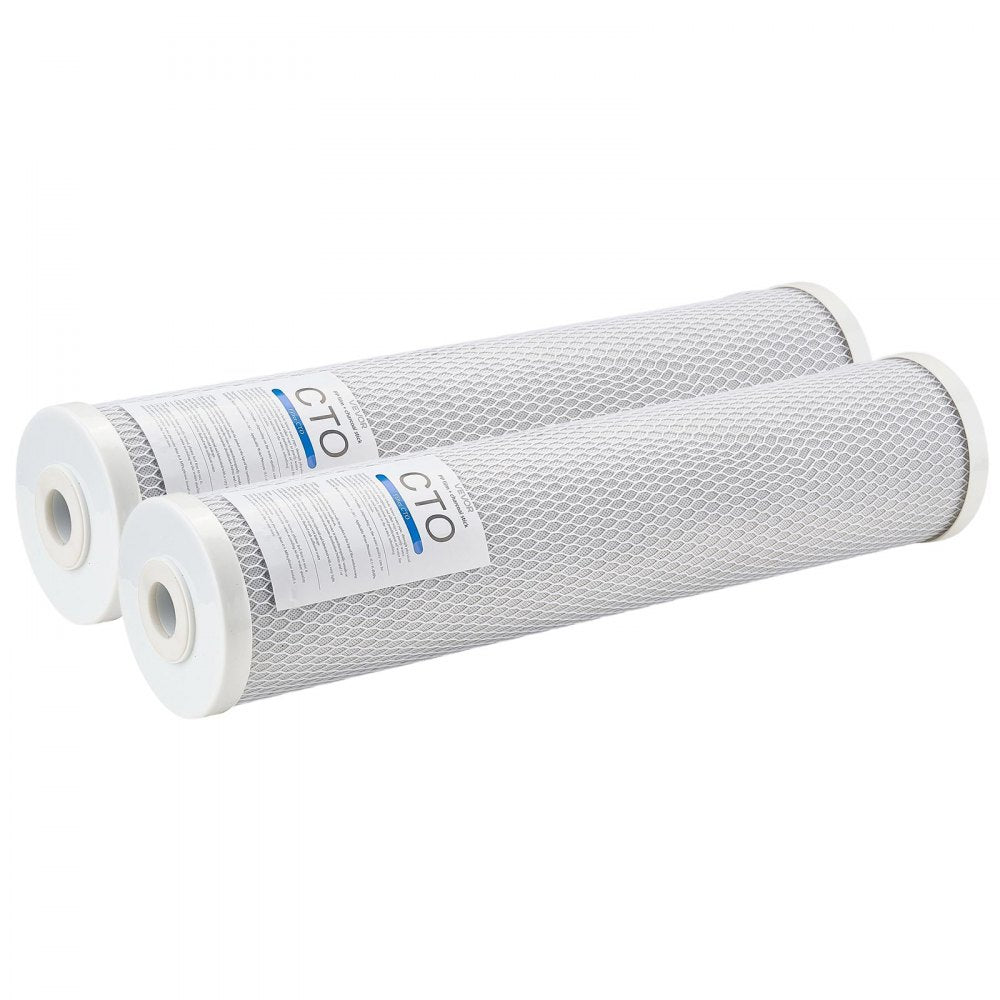 VEVOR Whole House Water Filter Replacement Cartridge, 4.5" x 20" CTO Carbon Block, Replacement Filter for 3-Stage Whole Home Water Filtration System, Reduce Chlorine, Bad Taste, Odor, 2 Pack