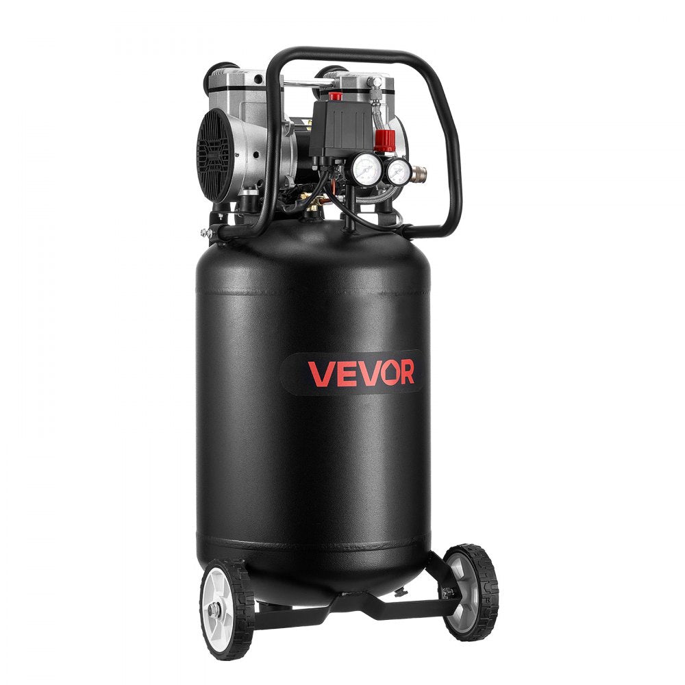VEVOR 10-Gallon Air Compressor, 2HP 4.8 SCFM at 90PSI, Max 125PSI Pressure Oil-Free Air Compressor Tank, Portable on Wheels for Auto Repair, Tire Inflation, Spray Painting, Woodwork Nailing, 120V