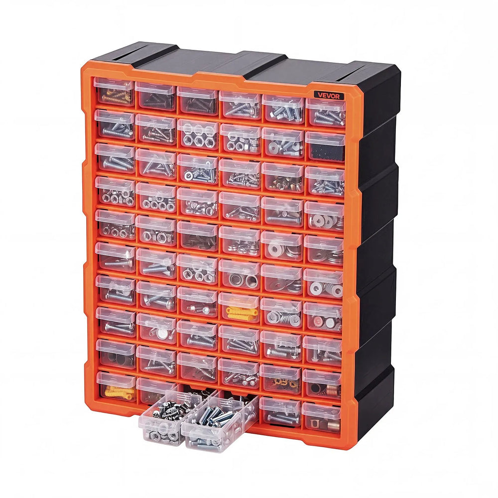 VEVOR 60-Drawer Storage Organizer, Plastic, Drawer Storage Cabinet for Garage Organization, Stackable Small Parts Organizer, Wall-Mounted Toolbox, for Hardware, Beads, Screws, Crafts, Building Bricks