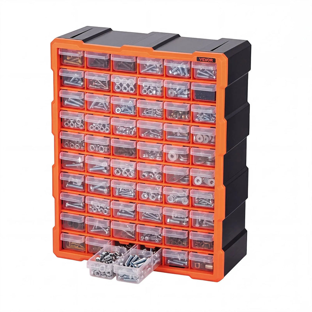 VEVOR 60-Drawer Storage Organizer, Plastic, Drawer Storage Cabinet for Garage Organization, Stackable Small Parts Organizer, Wall-Mounted Toolbox, for Hardware, Beads, Screws, Crafts, Building Bricks