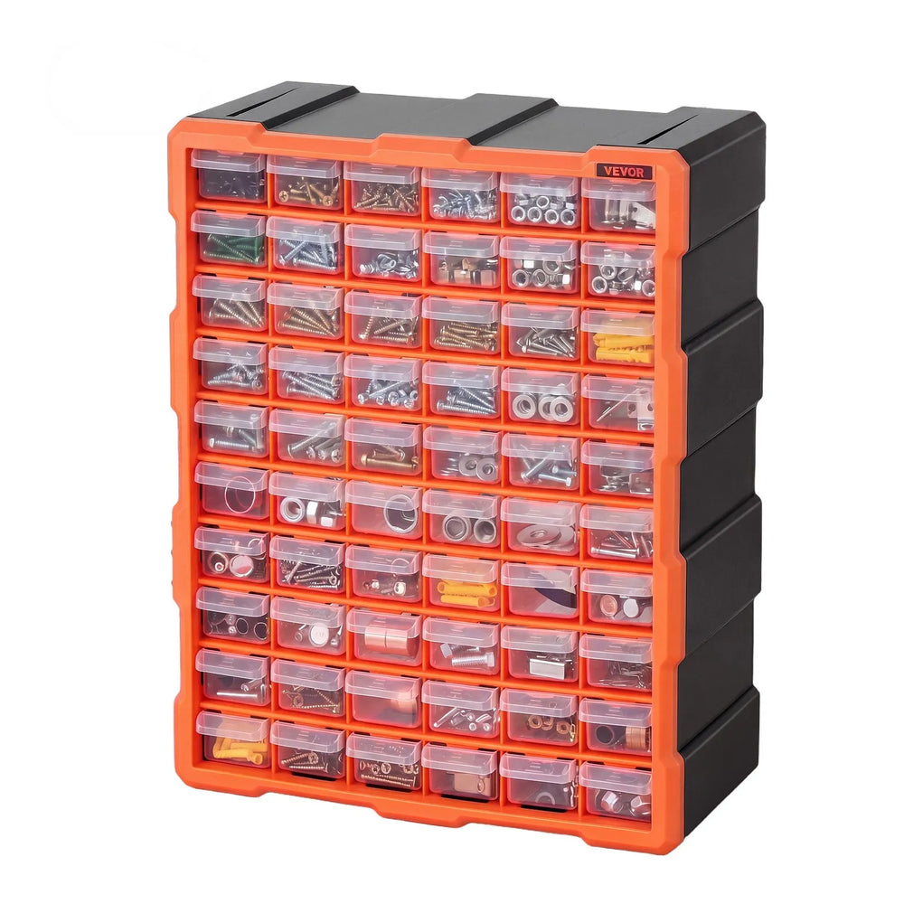 VEVOR 60-Drawer Storage Organizer, Plastic, Drawer Storage Cabinet for Garage Organization, Stackable Small Parts Organizer, Wall-Mounted Toolbox, for Hardware, Beads, Screws, Crafts, Building Bricks