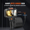 VEVOR Triple Lens Borescope, 5" IPS Screen Inspection Camera with Lights, 8X Zoom 1080P HD Split Screen, 10 LED Lights Scope Endoscope Camera for Automotive, Plumbing(16.5FT Cable, 32GB Card)