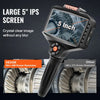 VEVOR Triple Lens Borescope, 5" IPS Screen Inspection Camera with Lights, 8X Zoom 1080P HD Split Screen, 10 LED Lights Scope Endoscope Camera for Automotive, Plumbing(16.5FT Cable, 32GB Card)