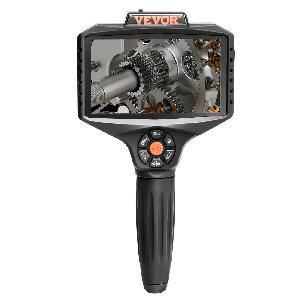 VEVOR Triple Lens Borescope, 5" IPS Screen Inspection Camera with Lights, 8X Zoom 1080P HD Split Screen, 10 LED Lights Scope Endoscope Camera for Automotive, Plumbing(16.5FT Cable, 32GB Card)