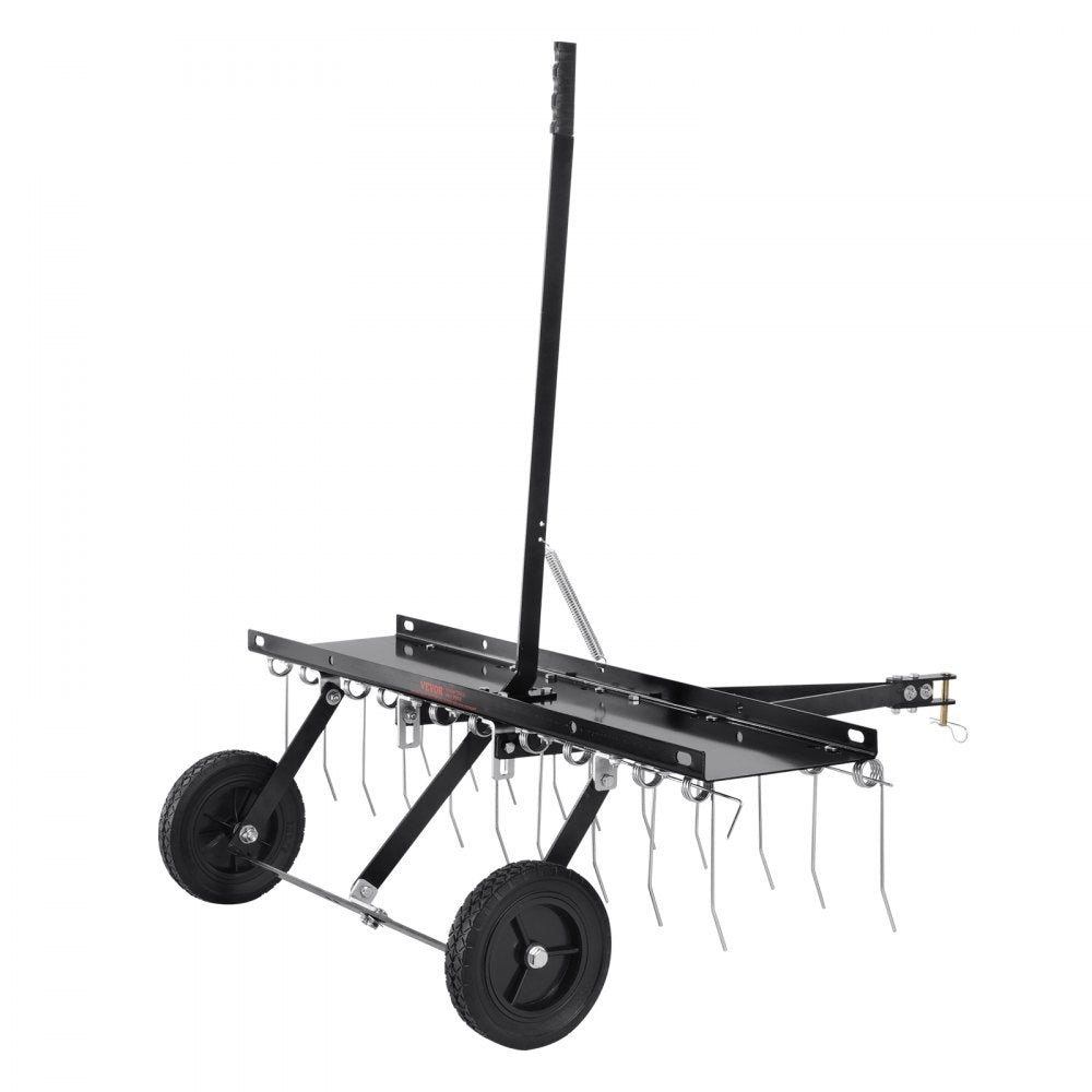 VEVOR Tow Behind Dethatcher, 40-inch Tow Dethatcher with 20 Spring Steel Tines, Lawn Dethatcher Rake for ATV or Mower, Tow Behind Lawn Rake with Lift Handle for Garden Farm Grass