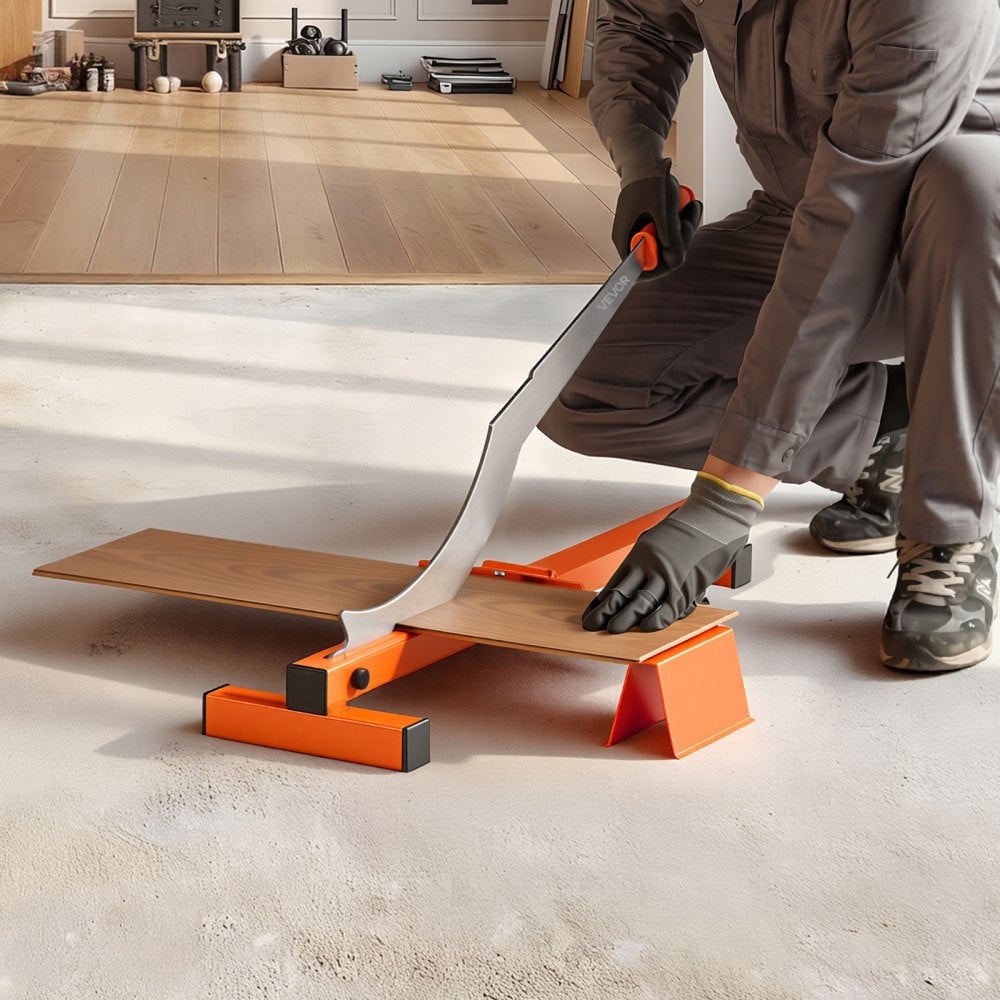 VEVOR 12 inch Vinyl Floor Cutter, 10mm Thick Laminate Flooring Cutter with Cutting Angle Guide, Rubber Handle, Honing Stone, D2 Steel Blade for Cutting Laminate, Vinyl, Home Renovation