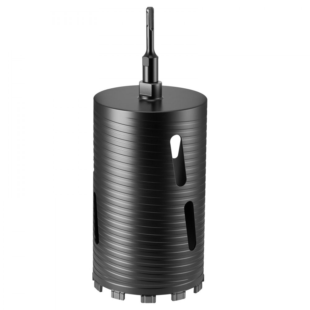 VEVOR Core Drill Bit, 6 inch Diameter, 9-1/2 inch Drilling Depth, 5/8-11 Internal Thread, Diamond Dry Coring Bit with 3 Adapters, Pilot Drill and Hex Wrench, for Concrete, Red Bricks, and Masonry