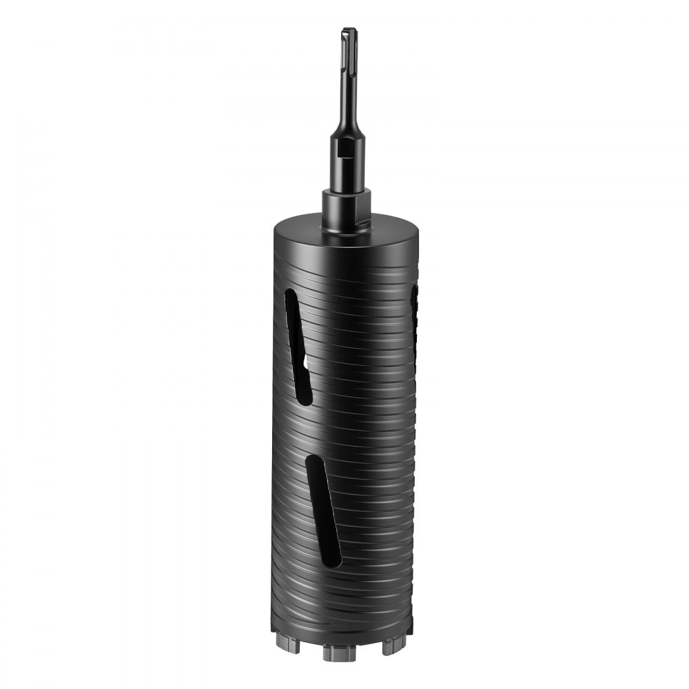 VEVOR Core Drill Bit, 3-1/2 inch Diameter, 9-1/2 inch Drilling Depth, 5/8-11 Internal Thread, Diamond Dry Coring Bit with 3 Adapters, Pilot Drill and Hex Wrench, for Concrete, Red Bricks, and Masonry