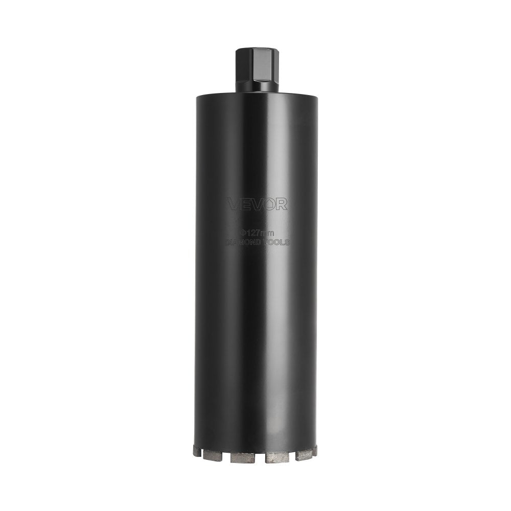 VEVOR Core Drill Bit, 5 inch Diameter, 14 inch Drilling Depth, 1-1/4 in-7 Internal Thread, High-Precision Welding Technology, Wet Diamond Core Bit for Reinforced Concrete, Red Bricks, and Masonry