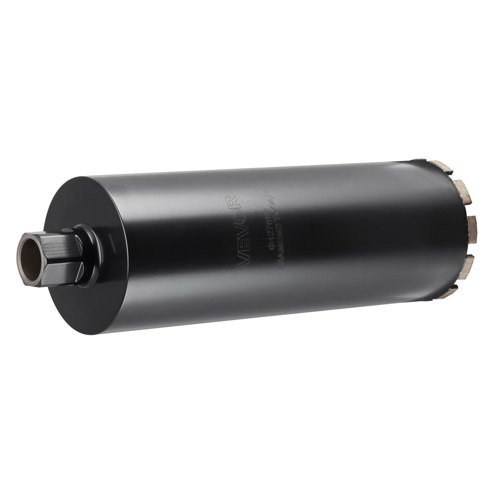 VEVOR Core Drill Bit, 5 inch Diameter, 14 inch Drilling Depth, 1-1/4 in-7 Internal Thread, High-Precision Welding Technology, Wet Diamond Core Bit for Reinforced Concrete, Red Bricks, and Masonry