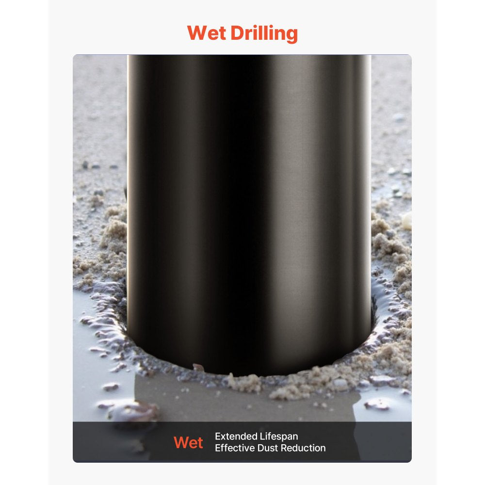 VEVOR Core Drill Bit, 3 inch Diameter, 14 inch Drilling Depth, 1-1/4 in-7 Internal Thread, High-Precision Welding Technology, Wet Diamond Core Bit for Reinforced Concrete, Red Bricks, and Masonry