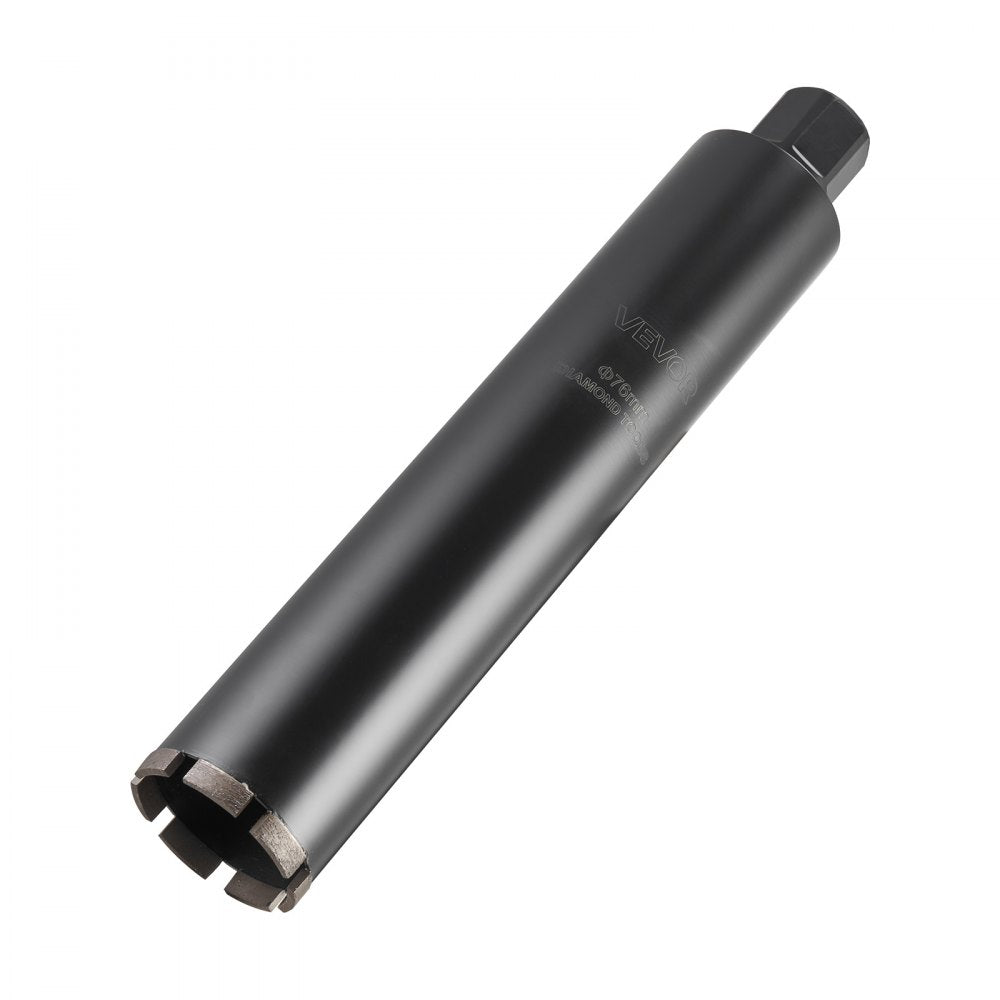 VEVOR Core Drill Bit, 3 inch Diameter, 14 inch Drilling Depth, 1-1/4 in-7 Internal Thread, High-Precision Welding Technology, Wet Diamond Core Bit for Reinforced Concrete, Red Bricks, and Masonry