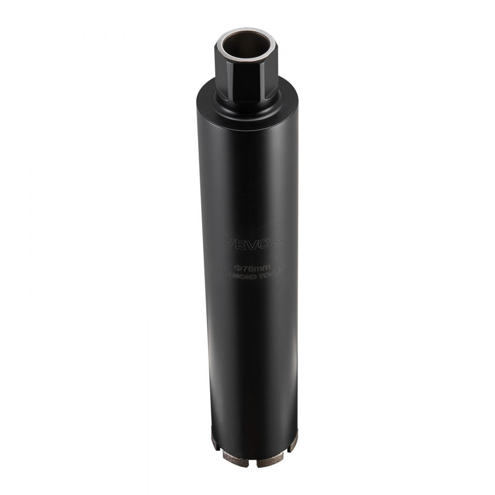VEVOR Core Drill Bit, 3 inch Diameter, 14 inch Drilling Depth, 1-1/4 in-7 Internal Thread, High-Precision Welding Technology, Wet Diamond Core Bit for Reinforced Concrete, Red Bricks, and Masonry