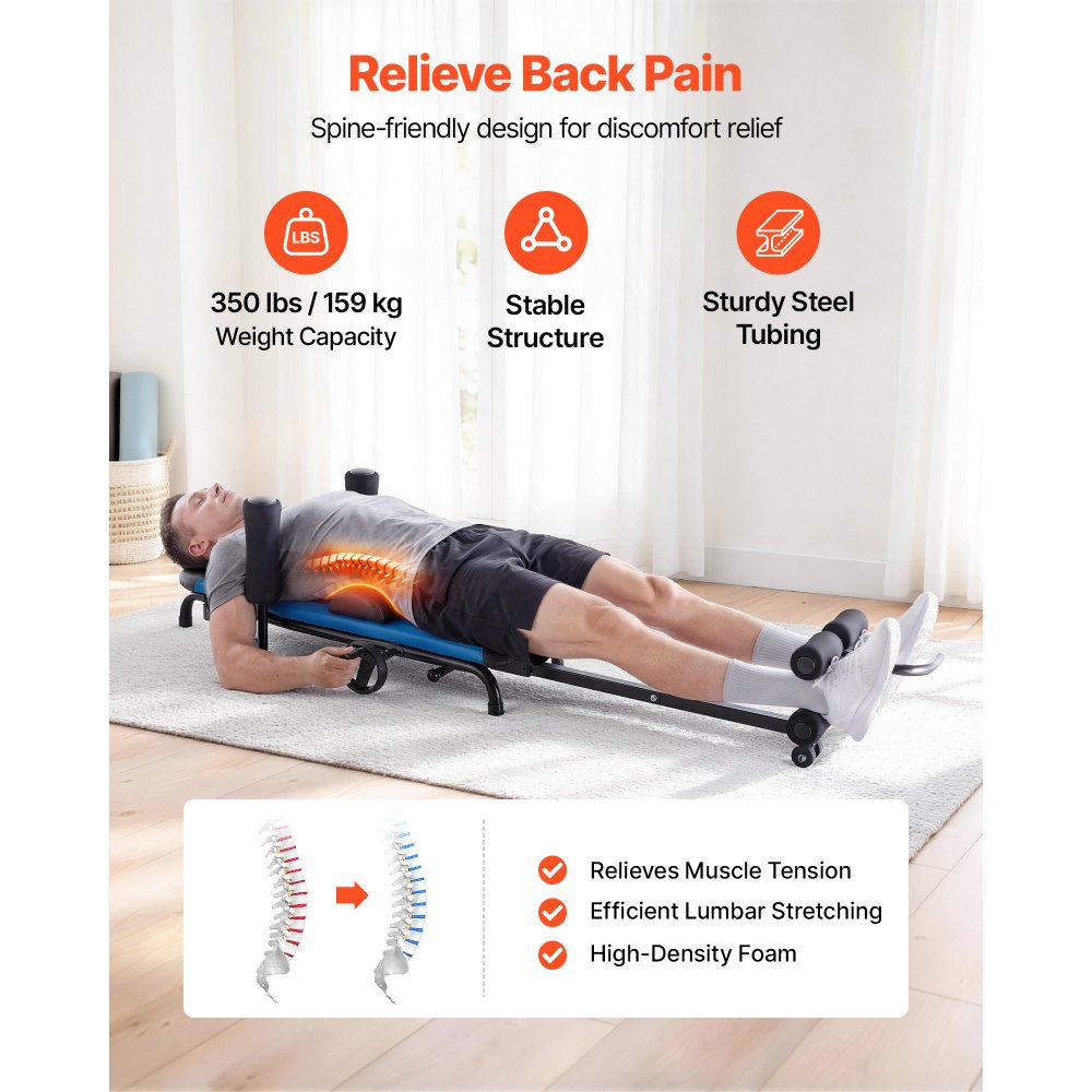 VEVOR Inversion Table, 350 lbs Capacity Heavy Duty Back Inverter Stretcher, Inverted Table with Stable Structure, Adjustable Armrests, Decompression Tables for Shoulders, Neck, Back, Knees