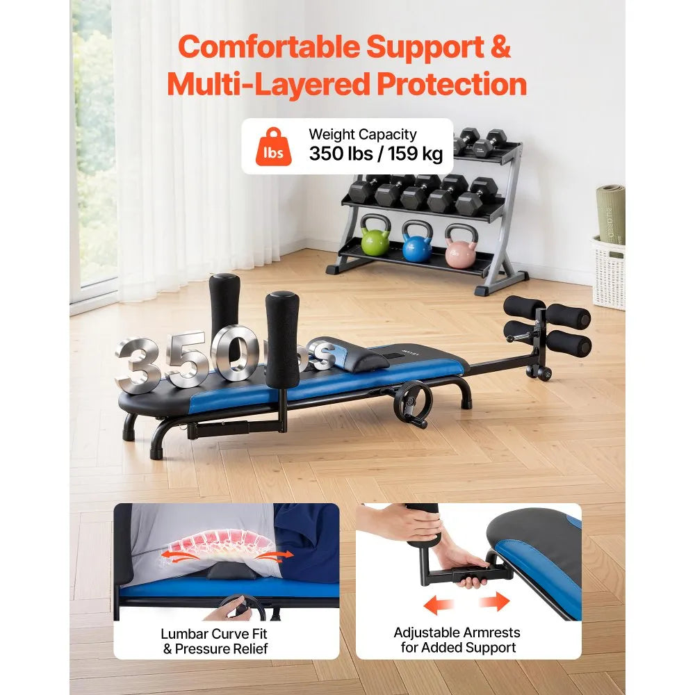 VEVOR Inversion Table, 350 lbs Capacity Heavy Duty Back Inverter Stretcher, Inverted Table with Stable Structure, Adjustable Armrests, Decompression Tables for Shoulders, Neck, Back, Knees