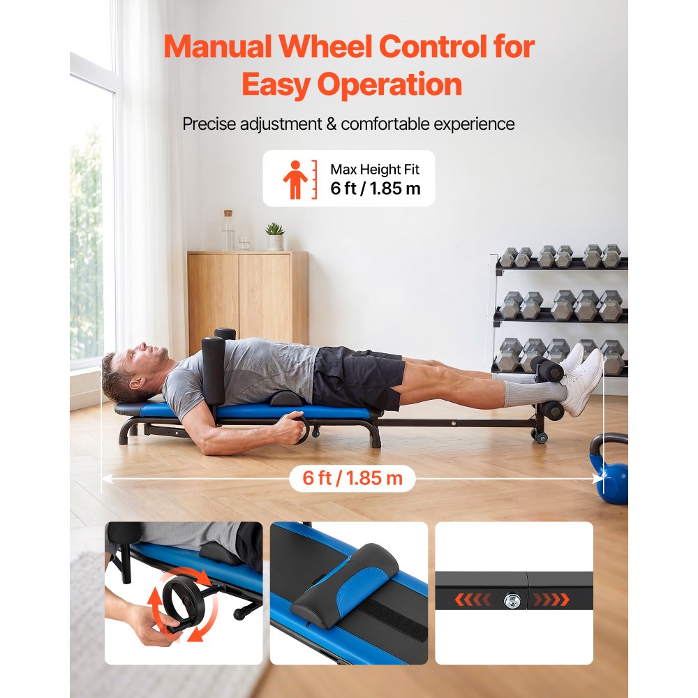 VEVOR Inversion Table, 350 lbs Capacity Heavy Duty Back Inverter Stretcher, Inverted Table with Stable Structure, Adjustable Armrests, Decompression Tables for Shoulders, Neck, Back, Knees