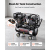 VEVOR 10 Gallon Gas Powered Air Compressor, 7HP 4.7CFM at 90 PSI Air Tank, Gas-Driven Air Compression System with Twin Cylinder Piston Pump, 115 PSI Max Pressure, 4 Wheels for Workshops Constructions