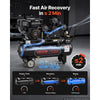 VEVOR 20 Gallon Gas Powered Air Compressor, 7HP 6.2CFM at 90 PSI Air Tank, Gas-Driven Air Compression System with Three-Cylinder Piston Pump, 115 PSI Max Pressure, 2 Wheels for Workshops Constructions