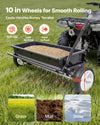 VEVOR tow-behind broadcast spreader with aeration spikes - side view