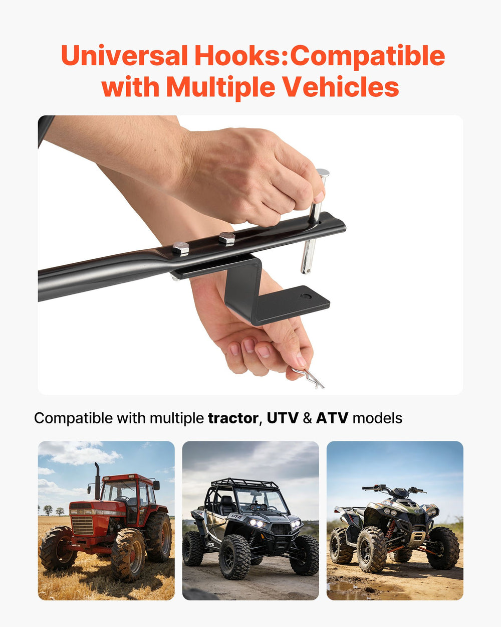VEVOR Tow-Behind Spreader, 9.8 ft Spreading Width, Broadcast Spreader with 10" All-Terrain Tires, 85 lbs Capacity Hopper, Adjustable Flow Control, Lawn Spreaders for Seed Fertilizer Ice Melt