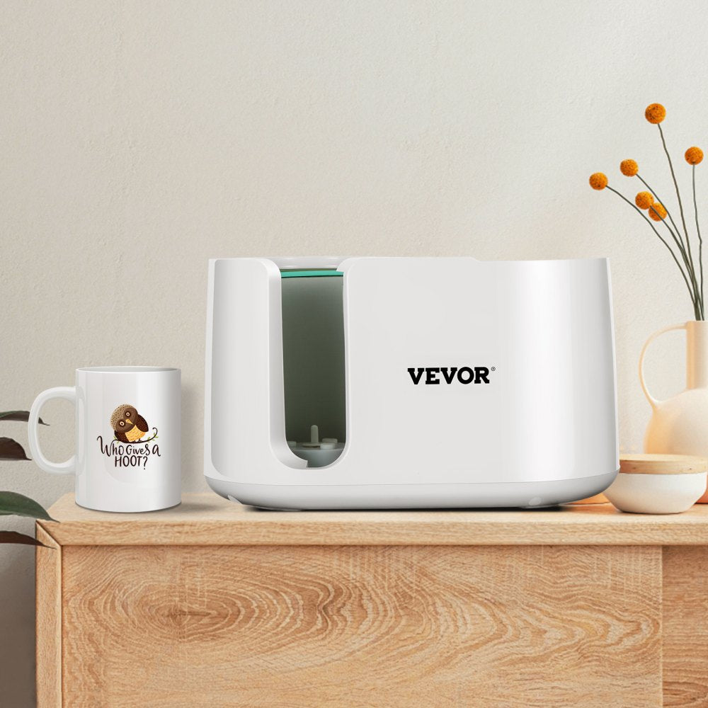 VEVOR Mug Press Machine, 11-15oz Coffee Cup Transfer Printing, Automatic Mug Heat Press for Sublimation, DIY Presents Gifts White