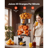 VEVOR Commercial Orange Juicer Machine, 120W Electric Automatic Orange Squeezer, Lemon Citrus Pomegranates Extractor for 20 per Minute, Stainless Steel, with Water Tap, Peels Collecting Bucket