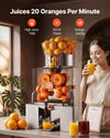 VEVOR Commercial Orange Juicer Machine, 120W Electric Automatic Orange Squeezer, Lemon Citrus Pomegranates Extractor for 20 per Minute, Stainless Steel, with Water Tap, Peels Collecting Bucket
