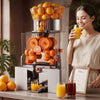 VEVOR Commercial Orange Juicer Machine, 120W Electric Automatic Orange Squeezer, Lemon Citrus Pomegranates Extractor for 20 per Minute, Stainless Steel, with Water Tap, Peels Collecting Bucket