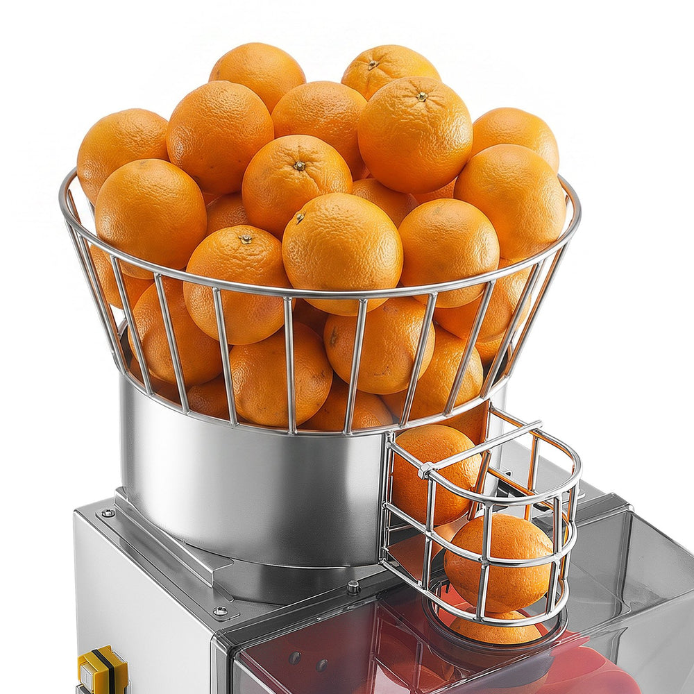 VEVOR Commercial Orange Juicer Machine, 120W Electric Automatic Orange Squeezer, Lemon Citrus Pomegranates Extractor for 20 per Minute, Stainless Steel, with Water Tap, Peels Collecting Bucket