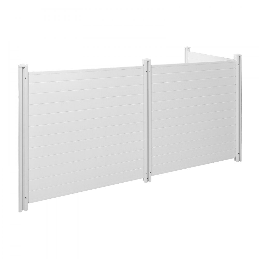 VEVOR 3 Panels Outdoor Privacy Screen, 50 x 50 in Air Conditioner Fence with 27.6 in Ground Stakes, Pool Equipment Enclosure, Horizontal Vinyl Privacy Fence, Ideal for Trash Can and A/C Units, White
