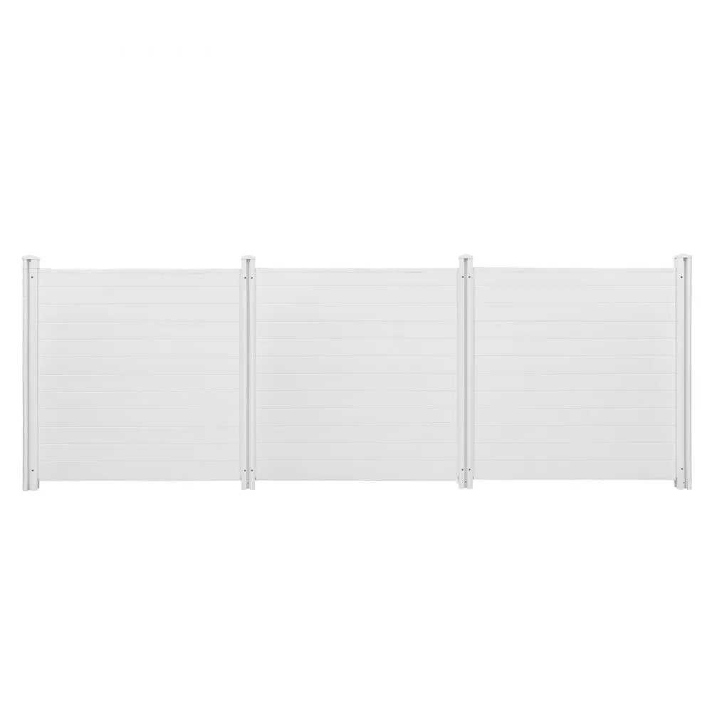 VEVOR 3 Panels Outdoor Privacy Screen, 50 x 50 in Air Conditioner Fence with 27.6 in Ground Stakes, Pool Equipment Enclosure, Horizontal Vinyl Privacy Fence, Ideal for Trash Can and A/C Units, White