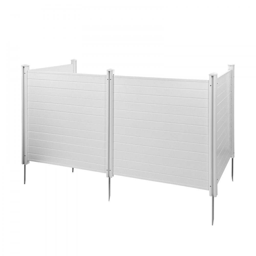 VEVOR 4 Panels Outdoor Privacy Screen, 50 x 50 in Air Conditioner Fence with 27.6 in Ground Stakes, Pool Equipment Enclosure, Horizontal Vinyl Privacy Fence, Ideal for Trash Can and A/C Units, White