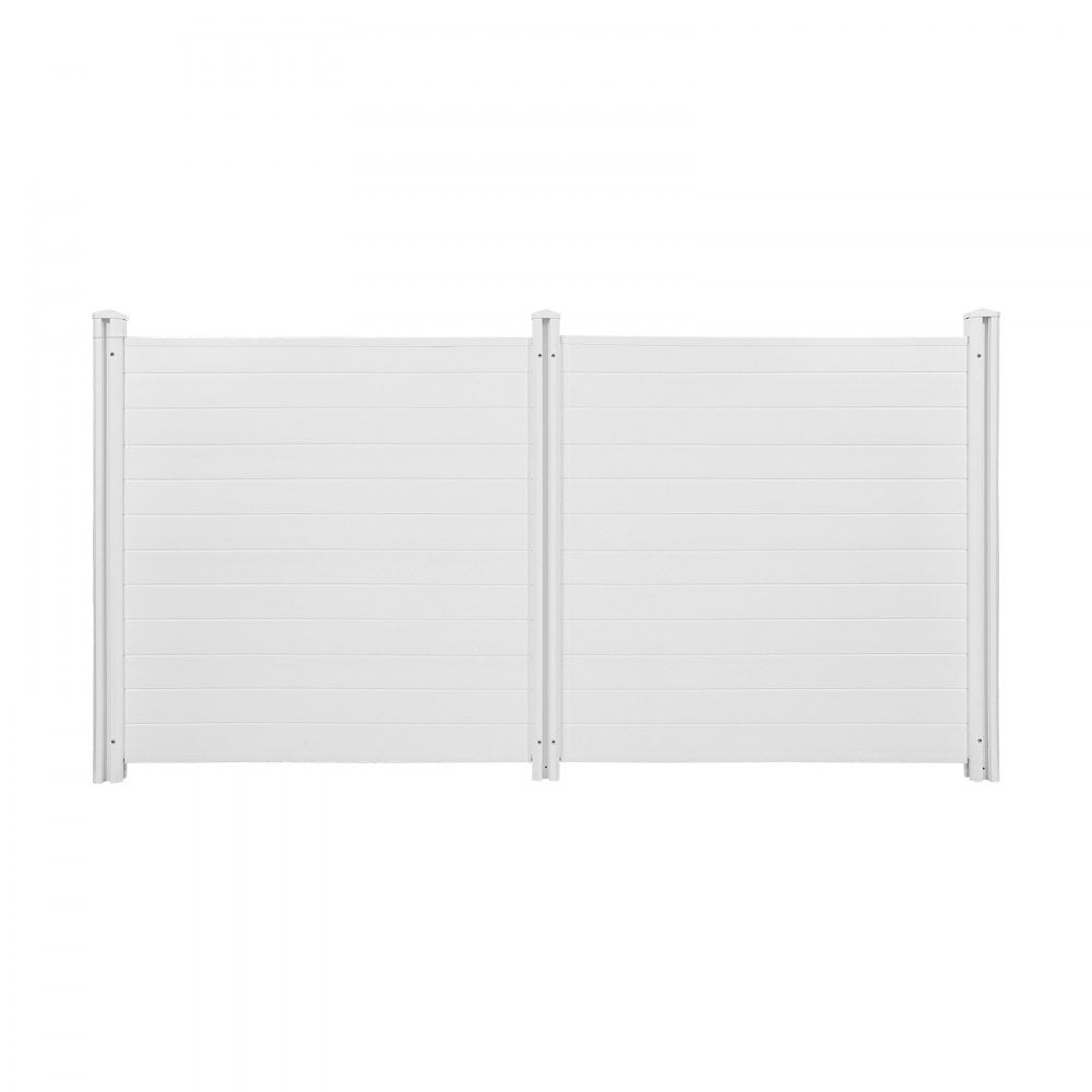 VEVOR 2 Panels Outdoor Privacy Screen, 50 x 50 in Air Conditioner Fence with 27.6 in Ground Stakes, Pool Equipment Enclosure, Horizontal Vinyl Privacy Fence, Ideal for Trash Can and A/C Units, White