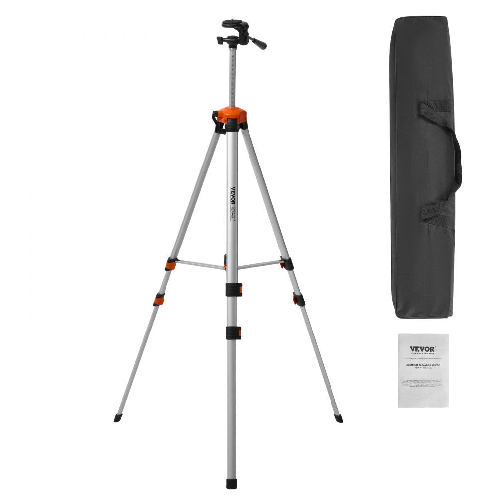 VEVOR Laser Level Tripod, ¼ x 20 Thread Mount, 27.36-68.11 inch Height Adjustment with Integrated Level Bubble Lightweight Laser Scanner Stand, Retractable Legs Aluminum Tripod for Stable Measurement